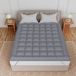 Curious Lifestyle Super Soft 600 Gsm Polyester Microfiber Mattress Padding/Topper King Size For Comfortable Sleep(King 72 X 78 Inch),Grey-15