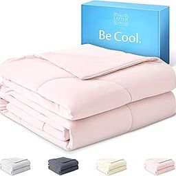 Lavish Comforts® Premium Cooling Comforter for Hot Sleepers Queen/Full Size│Premium│ All Season Luxury Soft Blanket Cooling Comforter Pink│Q-Max>0.4│90"x90" Queen Light Pink Bedding │Gift-Ready Box-image-39