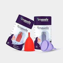 Imasafe Reusable Menstrual Cup for Women | Small Size with Free Pouch | Ultra Soft, Odour & Rash Free | 100% Medical Grade Silicone | Protection for Up to 8-10 Hours | Purple + Red-image-110