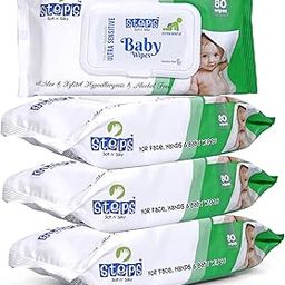 Steps Soft N SILKY Wet Baby Wipes With Lid, 80 Count (PACK OF 4)-image-53