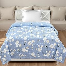 IVAZA Luxury Ultrasonic Punch AC Comforter Blanket – Quilted Microfiber Floral Pattern, Lightweight Breathable All‑Season Blanket for Bedroom, Travel (Singled Bed,228x152 CM) (Soft Sky Blue)-image-1