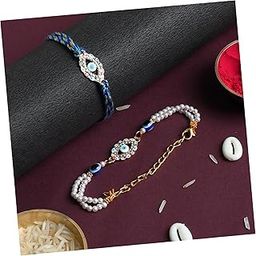Viditi Evil Eye Bhaiya bhabhi rakhi for Brother and Bhabhi Lumba Combo | Evil Eye unique Couple rakhi for Bhaiya bhabhi rakhi Combo Set with Roli Chawal Pack, rakhi Bracelet For bhabhi-image-42