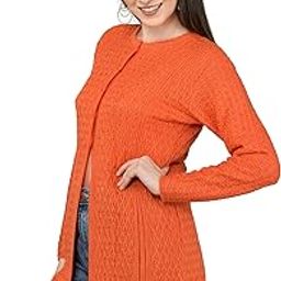 Lady Willington Women's Woolen Round Neck Self Design Long Cardigan Shrug - Heavy Rainbow Winter Wear Pure Wool Long Cotty Fully Warm Free Size-image-88
