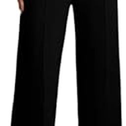 Women's High-Waisted Wide Leg Lounge Pants, Black, Cotton Blend, Drawstring Closure, Side Pockets-image-6