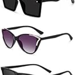 Unisex combo offer pack of 5 shades Unisex Fashion Sunglasses Set, 5 Pairs, Metal Frame, Black and Silver - Combo5-634-image-43