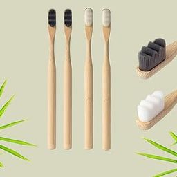 HMD INDIA (Pack of 4, Black & White - Wave Nano Bristle) Round Handle Organic Bamboo Toothbrush With 20,000 Ultrafine Bristles | Eco-Friendly, Biodegradable | Doctor's Favourite BPA Free for Unisex-image-77