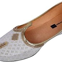 Men's Traditional White Wedding and Sherwani Jutti,Mojari-30