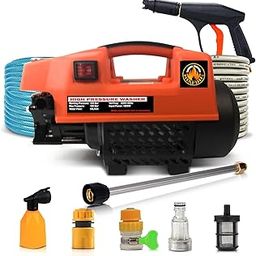 Sixfire High Pressure Washer, Car Washer, 1800 Watts Motor, 120 Bars, 6.5L/Min Flow Rate, 8 Meters Outlet Hose, Portable, Car, Bike & Home Cleaning, Black and Orange (Car Washer)-picture-18