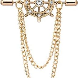 Rose Gold Plated Indo Western Fashionable Wheel Design Lapel Pin Brooch Designed For Boys And Men SP10002007-image-75