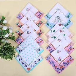 Kuber Industries Handkerchiefs | Soft Cotton Hankies for Woman | Hankies for Girls | White Border Ladies Hanky | Skin Care Hanky for Girls | Set of 12 | Multi-image-46