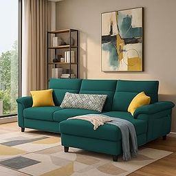 Casaliving Seams RHS 4 Seater L Shape Sofa for Living Room (Pine Fabric) Premium Fabric Sofa-image-84