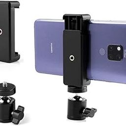 SHOPEE Cell Phone Holder Clip&Ball Head Adapter Set for Tripod&Selfie Stick with 1/4 Screw,Universal Tripod Mount,Camera Tripod Ball Head,360 Degree Swivel Cell Phone Tripod Mount Set,Black-picture-28