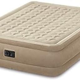 Intex Polyester Queen Ultra Plush Fiber-Tech Airbed Air Mattress Bed with Built-in Pump, Beige-21