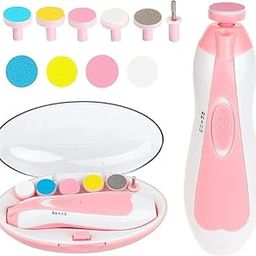 Electric Baby Nail File Set, Pink and White, 6 Grinding Heads with LED Light, Safe Trimmer for Newborn and Toddler-image-22