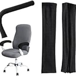 HASTHIP® 4PCS Office Chair Armrest Covers Stretch Zipper Slipcover Removable Arm Rest Protector for Game Wheelchair Black-image-16