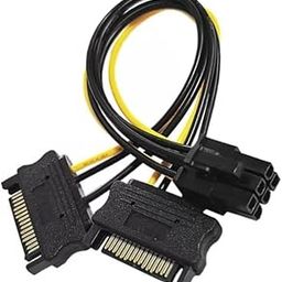 AdzMozi® Dual SATA 15 Pin Male to 6 pin PCI Express PCI-E Sata Graphics Video Card Power Cable 20cm (Pack of 1)-30