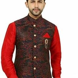 Dreamblue Men Ethnic Wear Red Sleeveless Modi Jackets Waistcoats-image-44