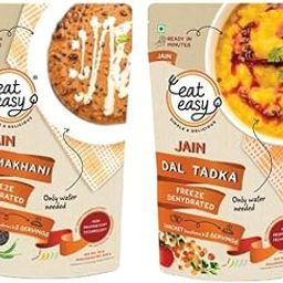 Eat Easy Ready To Eat Jain Meal Combo- Dal Tadka & Dal Makhani (62g Each) | No Garlic No Onion Ready to Eat & Cook Travel Food | Freeze Dehydrated | 100% Veg | No Preservatives | Just Add Water Instant Food-30