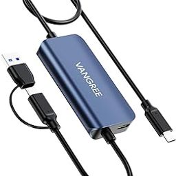 VANGREE USB C Video Capture Card 1080P HD 60FPS, Type C to USB-A/C Input, USB 3.0,100W PD with Low Latency for Streaming, Game Recording, Compatible with Nintendo Switch, iPad, Meta Quest, iPhone 16-3