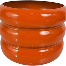 UJEAVETTE Iron Plant Pot 10.6 inch Flower Pot Round Decorative Vase Art Craft Ornament Orange-picture-17