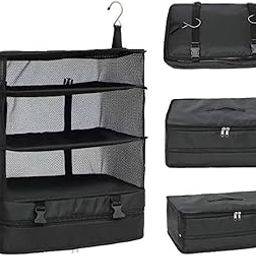 Ndola Portable Hanging Travel Shelves Packing Cubes For Suitcases Organizer Luggage Organizers, Carry On Closet, Black - Polyester, Clothing-image-45