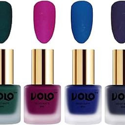 Volo Velvet Dull Matte Posh Shades Party Girl Range Nail Polish Sets(Dark Green, Magenta, Blue, Russian Navy Blue 32 ml) Pack of 4-image-87