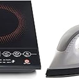 Usha Cookjoy (Cj1600Wpc) 1600 Watt Induction Cooktop (Black), Sealed, 1 Burner & USHA EI 1602 1000 W Lightweight Dry Iron with Non-Stick Soleplate (Multi-colour)-image-52