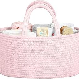 Handcuffs Rope Diaper Caddy Organizer – Rope Design Tote Bag with 3 Dividers, Portable Baby Essentials Storage Basket with Carry Handles(Pink)-image-65