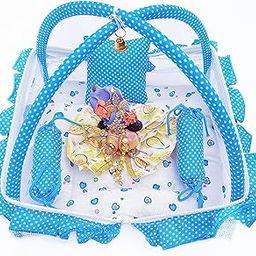 Kamal Child Care Super Soft Cotton Laddu Gopal Bed, Laddu Gopal Bister, Standard Size-0 to 6 no.(Butterfly-Sky)-19