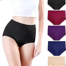 Womens Cotton with Soft Double-Layer Panty Underwear Super High Waisted Soft Stretch Bikini Multicolour Panties Pack of 4-image-33