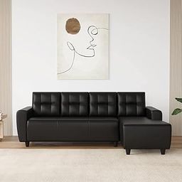 Homeliving- Wagner 5 Seater Leatherette RHS L Shape Sofa Set (Black)-picture-29