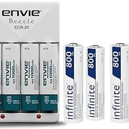 Envie (ECR 20 + 4 x AA 1000mAh + 4 x AAA 800mAh) Standard Rechargeable Battery Charger for AA & AAA Ni-mh/Ni-Cd with Batteries for Toys Flashgun Remote Torch Smartdoor Lock-20