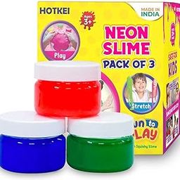 HOTKEI (Pack of 3 Neon Color Slime) Multicolour Scented DIY Magic Toy Slimy Slime Gel Jelly Putty Set kit Toy for Boys Girls Kids Slime 50 gm-picture-20