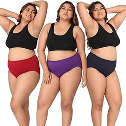 Adira | 3XL to 10XL Cotton Panties for Women Plus Size | High Waist Panty with Full Coverage | Inside Elastic - No Elastic Exposure to Skin | Plus Size | Pack of 3-picture-6