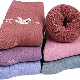 khillayox Cozy Women's Ankle-Length Thick Terry Woolen Socks – Warm Winter Socks, Fuzzy Thermal Ankle Socks for Women-picture-0