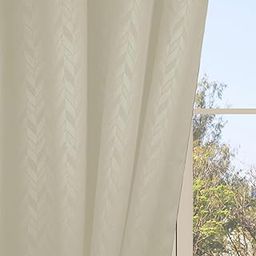 LINENWALAS 100% True Blackout Curtains 8.5 Feet Long - Set of 2 Panels, Herringbone Embossed Design Complete Light Block, Thermal Insulated & Noise Reducing Room Darkening Curtains (Ivory)-image-38