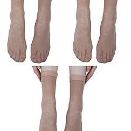 NEXT2SKIN Women Nylon Sheer Mix Pattern Ultra-Thin Ankle Length Without Thumb Transparent Socks - Pack Of 3 (Black/Skin)-image-76