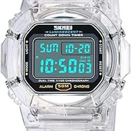 Women Outdoor Sports Swim Watches Digital Multi-Function Alarm Stopwatch Countdown Backlight Girls Waterproof Watch White, white, Outdoor-picture-17