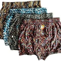 Pack of 4 Men's Cotton Briefs Set Assorted Inner Elastic Semi Long Printed Trunk| Printed Underwear-9