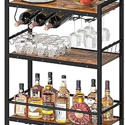 Homedawn Bar Cart, Serving Cart for Home, Rustic Brown, M-KTC03B-image-46