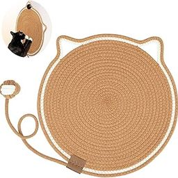 Natural Cotton Rope Scratch Pad, 15.7'' Round Horizontal Floor Scratching Mat for Indoor Cats, Furniture Protector for Wall, Couch, Carpets, Sofas-image-47