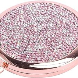Ubervia Small Pocket Mirrors, Rhinestone Decor Compact Folding Cosmetic Mirror Double- Sided Travel Mirror Great Gift for MKids-image-39