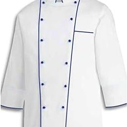 White Chef Coat With Double Blue Piping-image-97