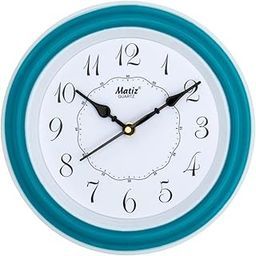 Matiz 107 Round Wall Clock Green Color Plastic Case White Dial Analog for Living Room Home Decorations Office (Size: 20 x 20 CM)-picture-6