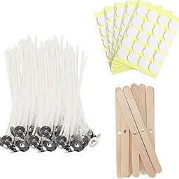 Candle Making Kit, 50 Cotton Wicks 4"(10 cm), 54 Wick Stickers, 10 Wooden Wick Holders-image-49