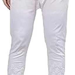 Hand Embroidered Lucknowi Chikankari White Lycra Pant for Women SCL11032-picture-44