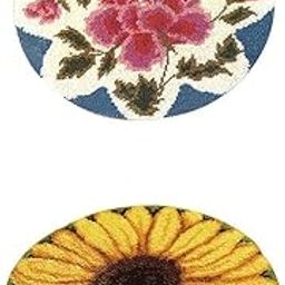 bnf® Latch Hook Rug Kit DIY Carpet Craft Rug Making Kit Sunflower + Rose Flower | Latch Hooking Kits | Latch Hooking | Rug Making | Needlecrafts & Yarn-picture-23