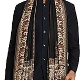 Kani Weave Paisley Pattern Shawl for Men, Soft Polywool Material Traditional Kashmiri Lohi for Winter-5