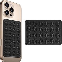 amazon basics Suction Phone Case Anti-Slip Silicone Multipurpose Hands-Free Sticky Pads for Phone Case Mount for Selfies Videos Mirror Shower Car Dashboard - Black (1 Piece)-17