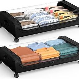 WORTTARS Underbed storage box with wheels and lid Metal Frame Non-Woven Fabric use for home bedroom Rolling Organizer for Clothes Shoes Toys Blankets Space Saving Solution-image-46